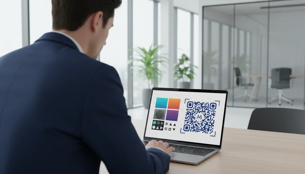 Smartphone screen displaying a generated QR code, highlighting top business QR code generator tools.