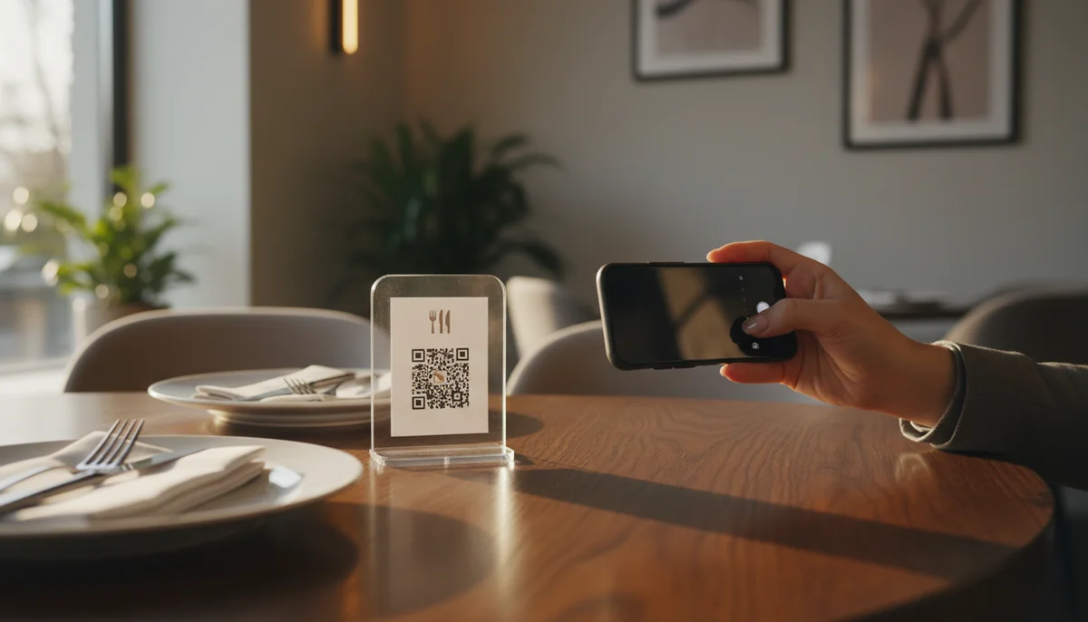 Proceso digital para generar un código QR para menú de restaurante.