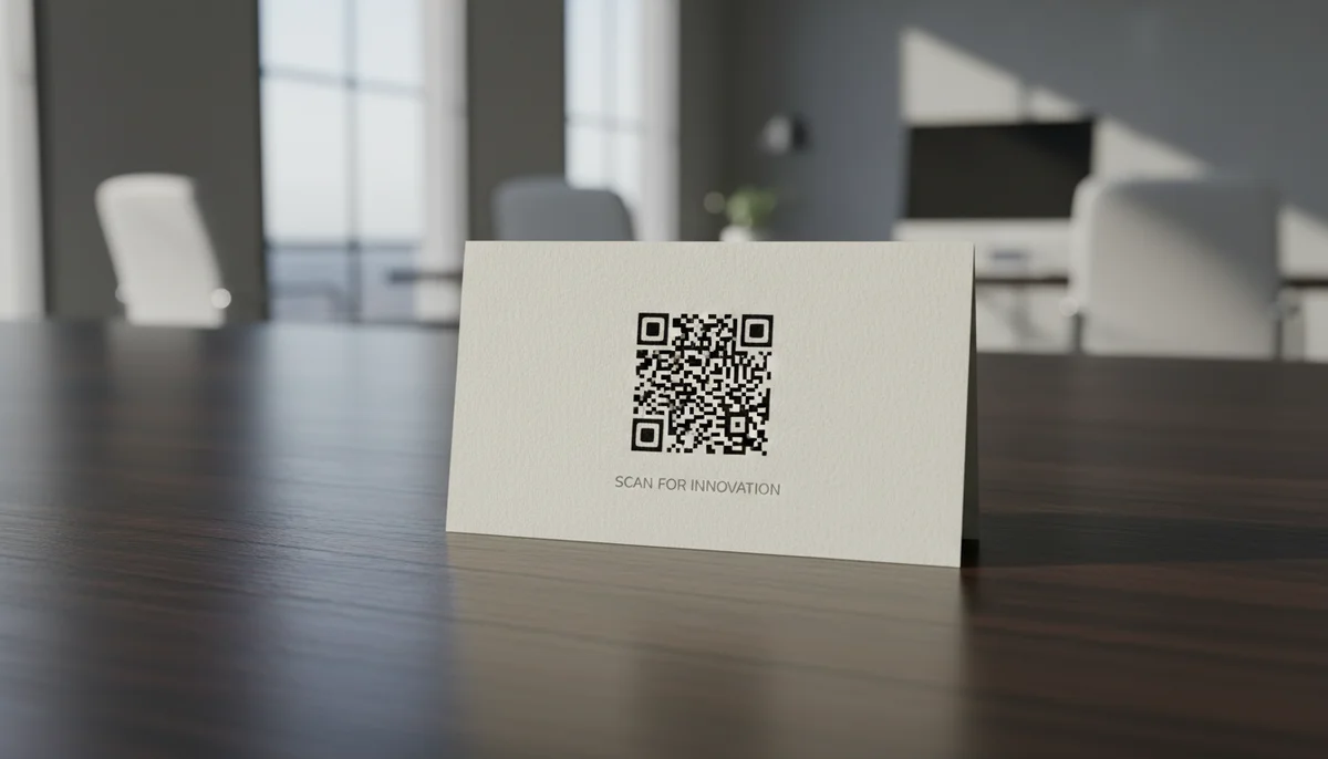 A clean QR code displayed on a phone screen, clearly showing a custom QR code domain.
