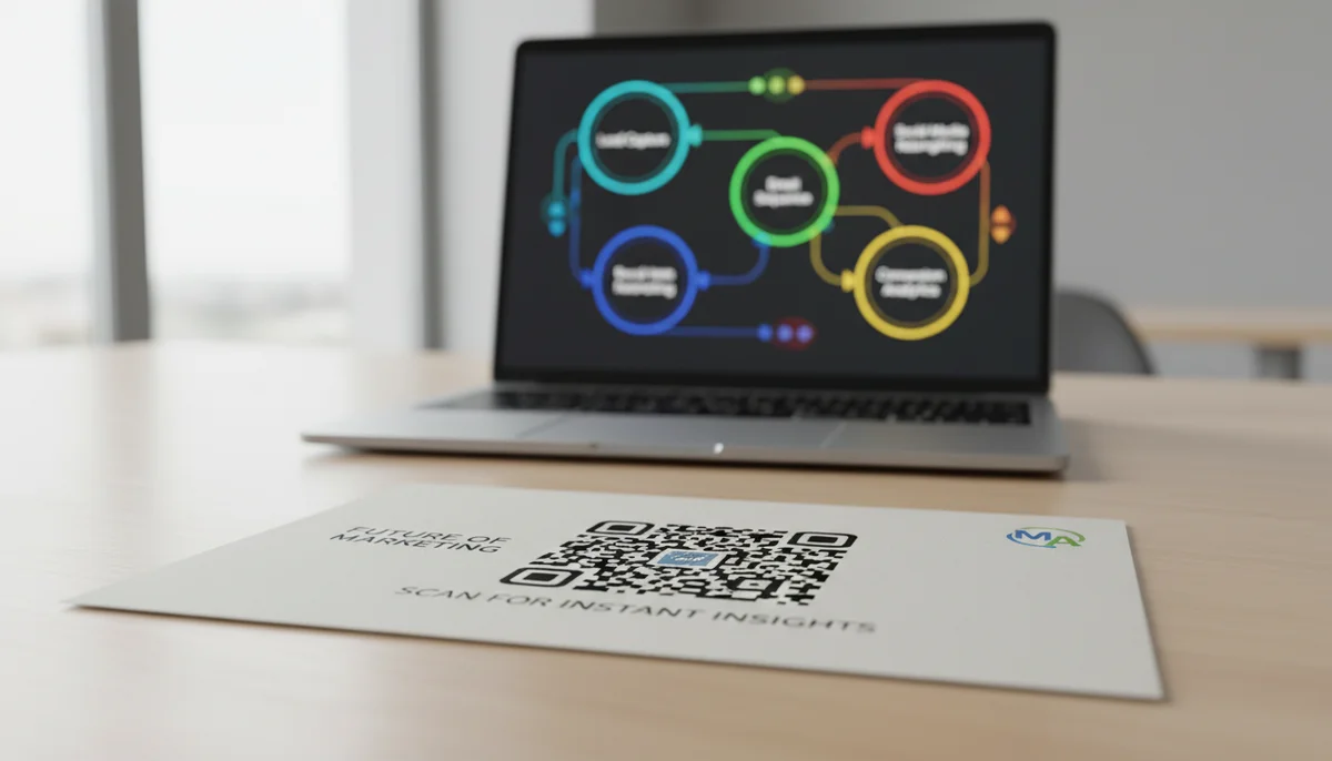 Hand scanning QR code, triggering automated customer journeys. Essential for modern QR code automation.