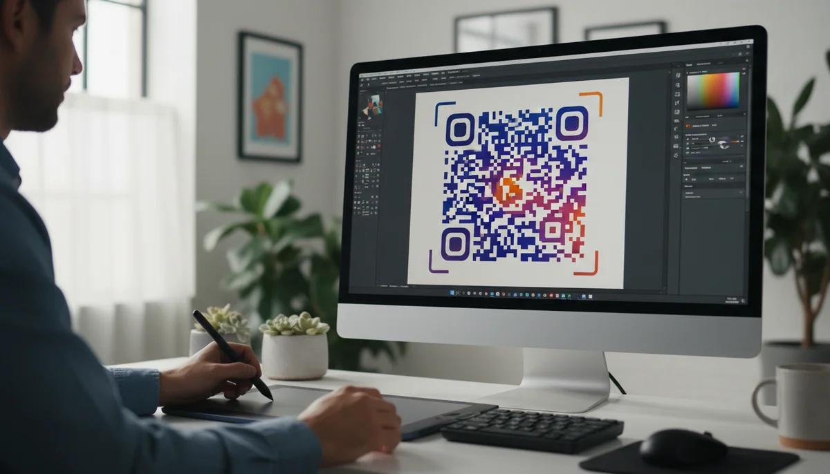 A modern, branded QR code, showcasing effective QR code design tips.