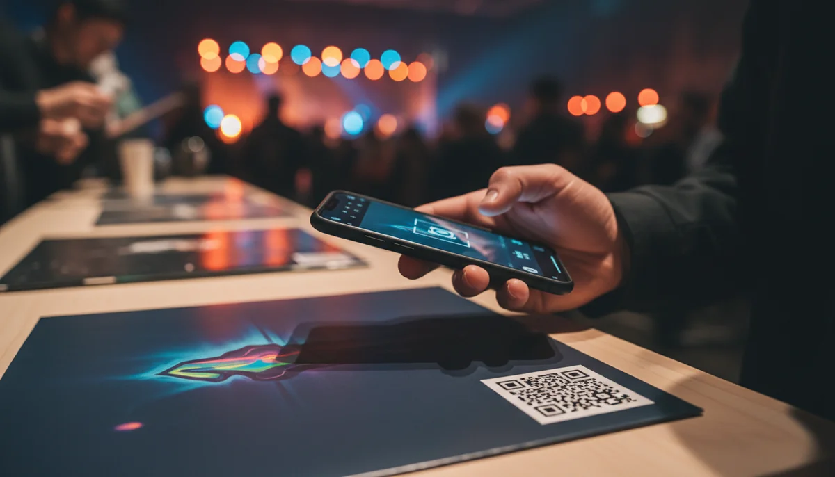 Smartphone scanning a QR code to access music, illustrating modern QR code music promotion.
