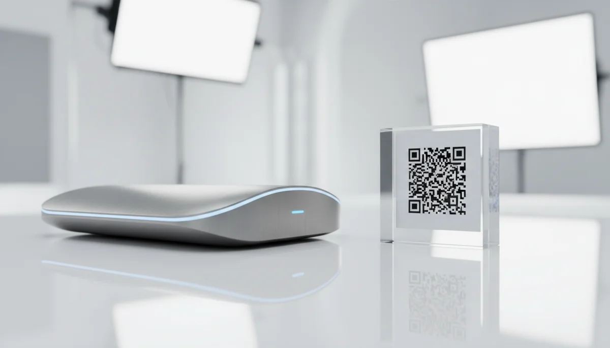 A smartphone scans a QR code on a new product package, enabling an interactive product launch.