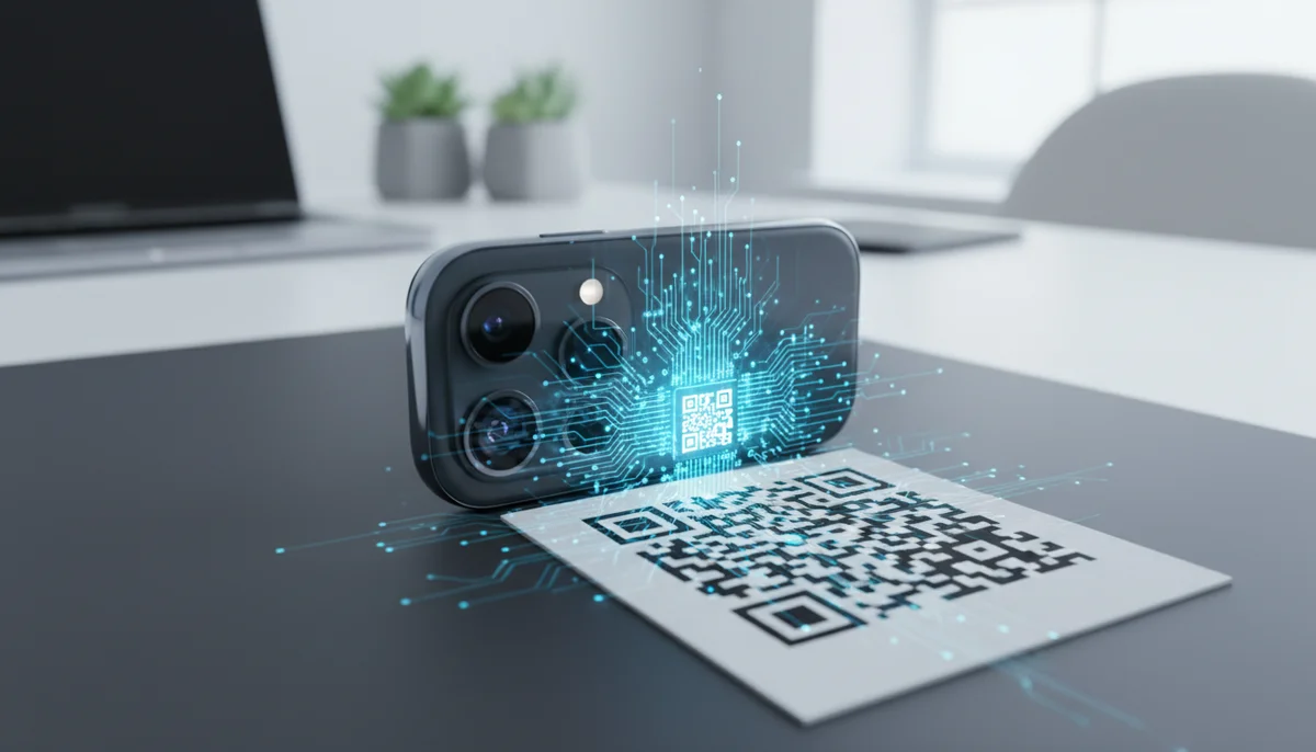 A smartphone actively scanning a QR code, visually explaining how qr code scanner technology functions.