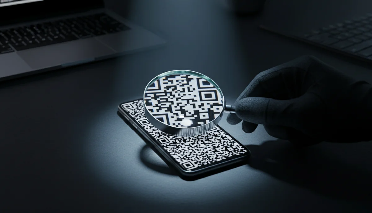 Hand holding a phone scanning a QR code, raising questions about QR code security.