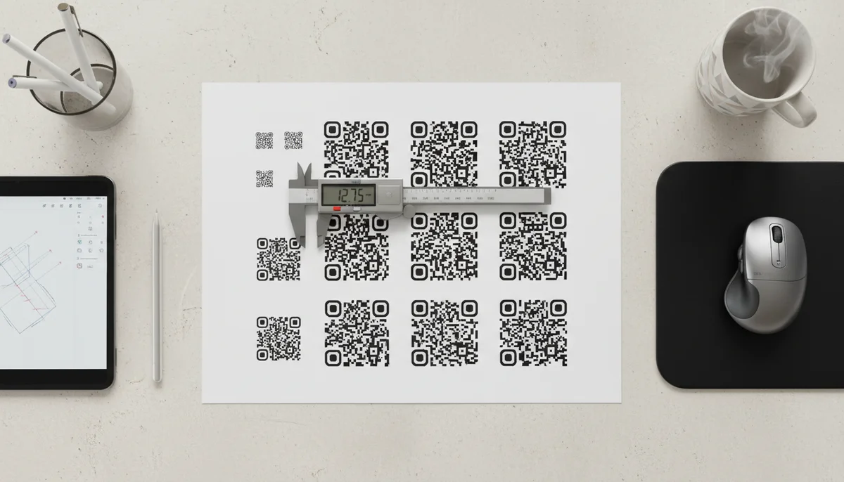 Comparing large and small QR codes to illustrate crucial qr code size guidelines for readability.