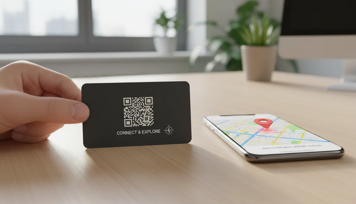 Teléfono escaneando código QR a un mapa, clave para tu estrategia QR ubicación negocio.