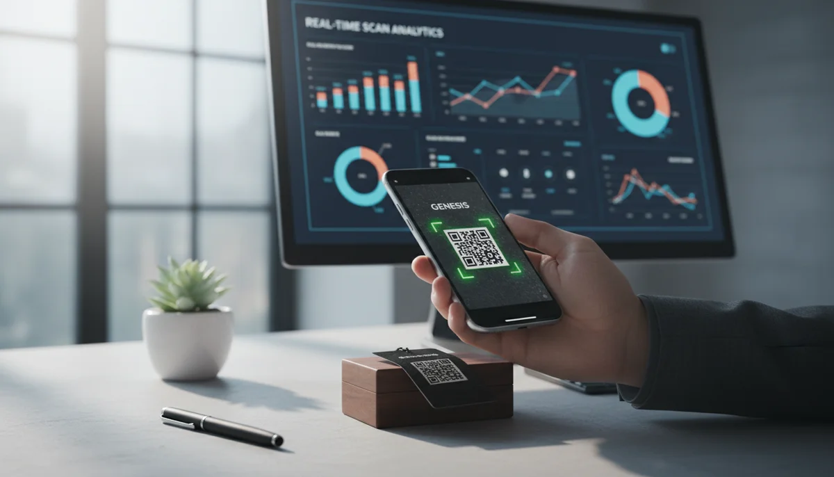 Smartphone scanning a QR code, illustrating how to track QR code scans and analytics.