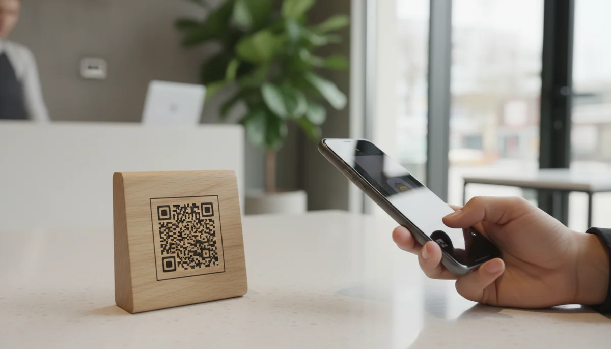 Computer screen showing a WiFi QR code generator creating a new network access QR.